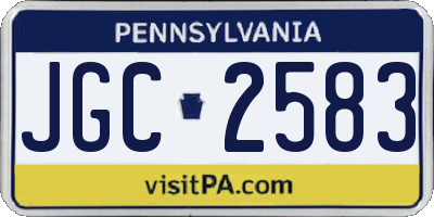 PA license plate JGC2583