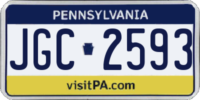 PA license plate JGC2593