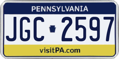 PA license plate JGC2597