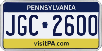 PA license plate JGC2600