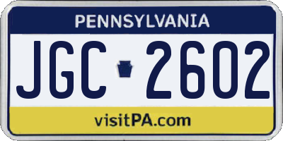 PA license plate JGC2602