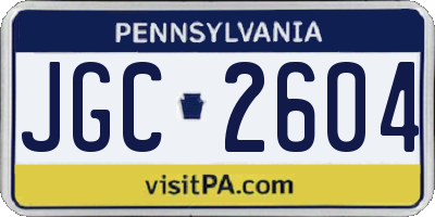 PA license plate JGC2604