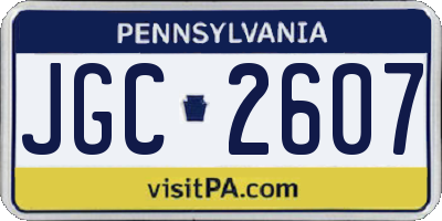 PA license plate JGC2607
