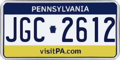 PA license plate JGC2612