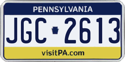 PA license plate JGC2613