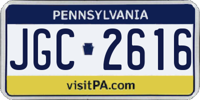 PA license plate JGC2616