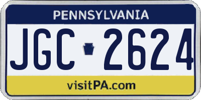 PA license plate JGC2624