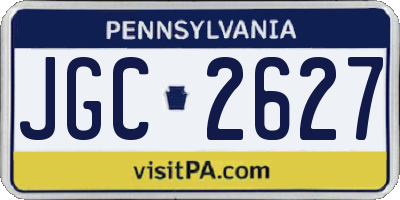 PA license plate JGC2627