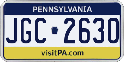 PA license plate JGC2630