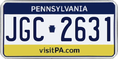 PA license plate JGC2631