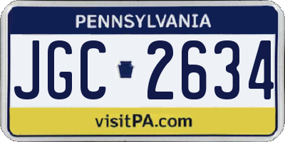 PA license plate JGC2634