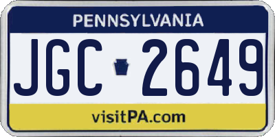 PA license plate JGC2649
