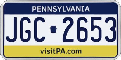PA license plate JGC2653