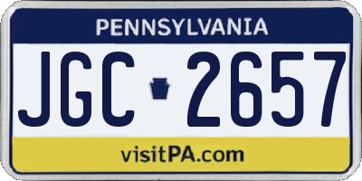 PA license plate JGC2657