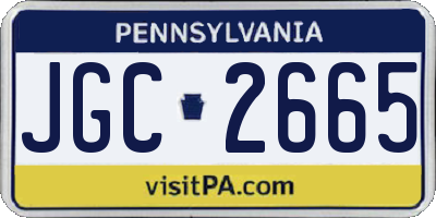 PA license plate JGC2665