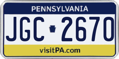 PA license plate JGC2670