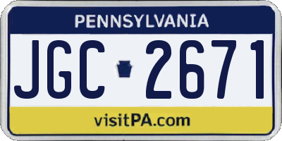 PA license plate JGC2671