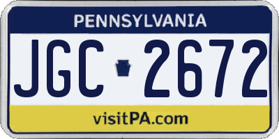 PA license plate JGC2672