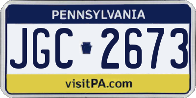 PA license plate JGC2673