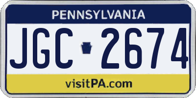 PA license plate JGC2674