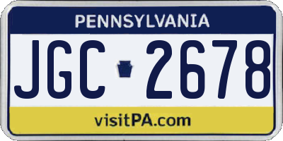 PA license plate JGC2678