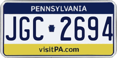 PA license plate JGC2694