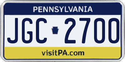 PA license plate JGC2700