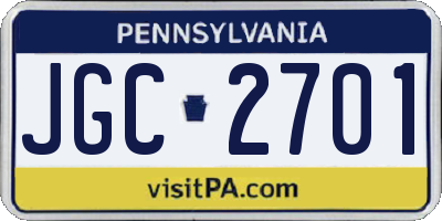 PA license plate JGC2701