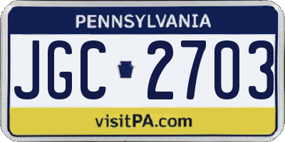 PA license plate JGC2703