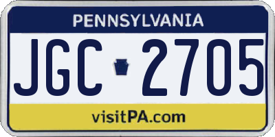 PA license plate JGC2705