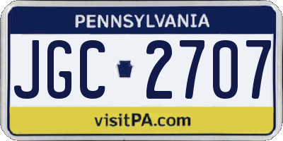 PA license plate JGC2707