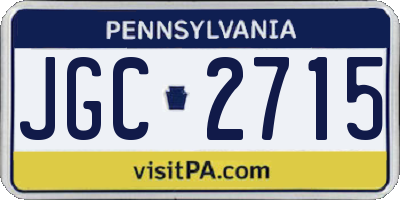 PA license plate JGC2715