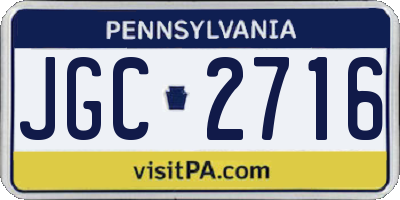 PA license plate JGC2716