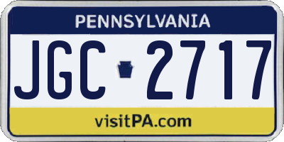 PA license plate JGC2717
