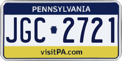 PA license plate JGC2721
