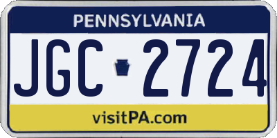PA license plate JGC2724