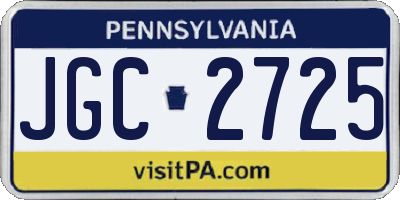 PA license plate JGC2725