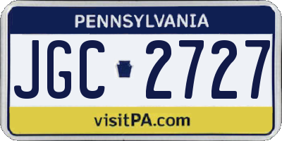 PA license plate JGC2727