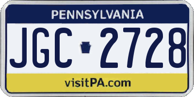 PA license plate JGC2728