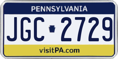 PA license plate JGC2729