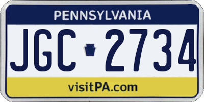PA license plate JGC2734