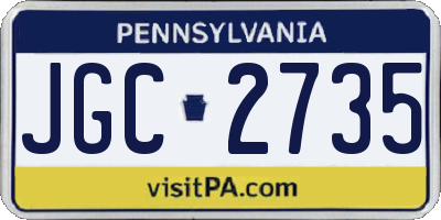 PA license plate JGC2735