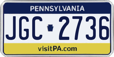 PA license plate JGC2736