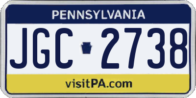 PA license plate JGC2738