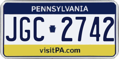 PA license plate JGC2742