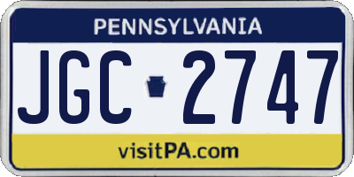 PA license plate JGC2747