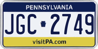 PA license plate JGC2749