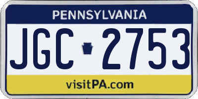 PA license plate JGC2753