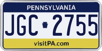 PA license plate JGC2755