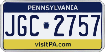 PA license plate JGC2757